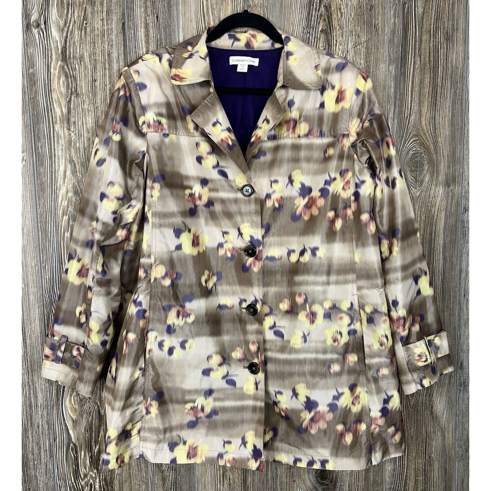 Coldwater Creek Women's Watercolor Floral Coat Jacket Size 2XL‎ Artistic Mature
